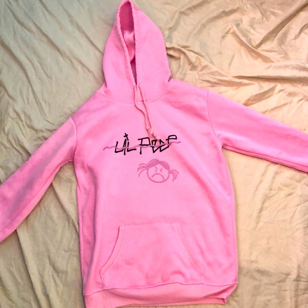 Medium size lil peep hoodie good condition no holes/stains drawstrings are new. - Picture 1 of 2